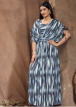 Blue Viscose Designer Gown